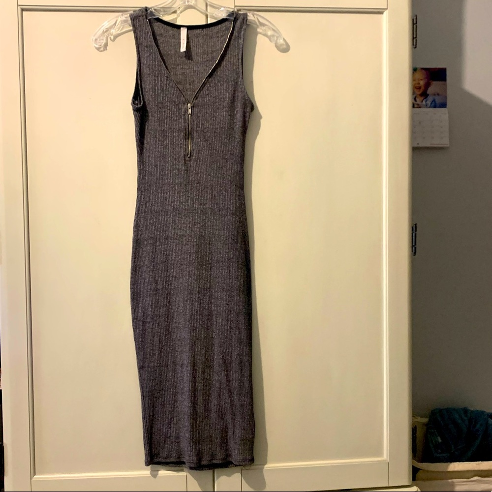 Sexy Fitted MIDI Grey Dress
